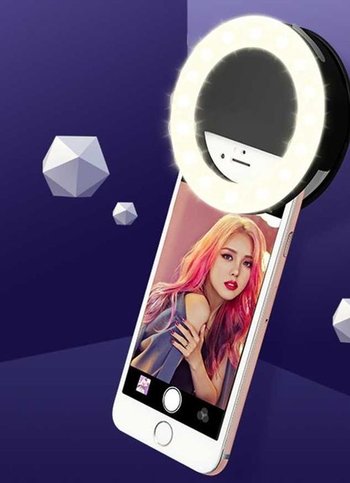 Lampa Pierścieniowa LED Klips Do Zdjęć Selfie Biała, Czarna
