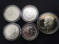 Srebrna moneta - dolar Kolumb Washington Liberty Eisenhower Booker