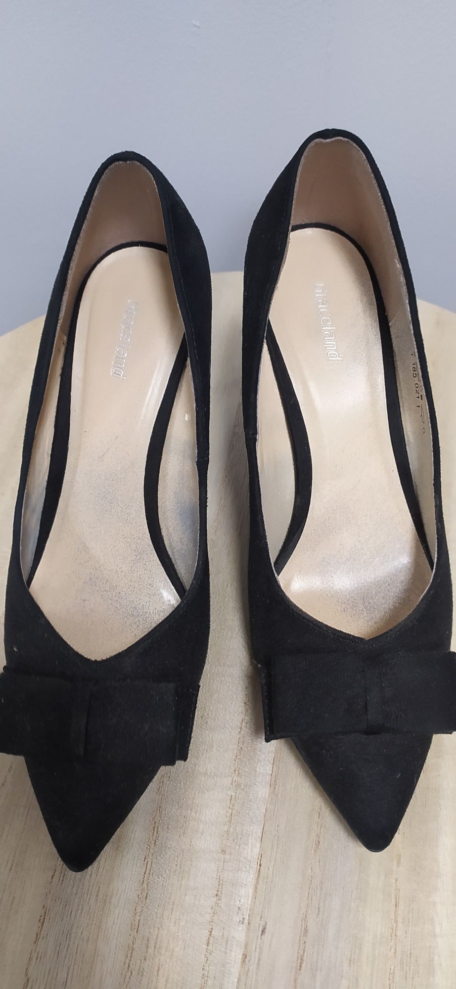 Buty na obcasie r37/ 38 czarne 6,5 cm 24 cm