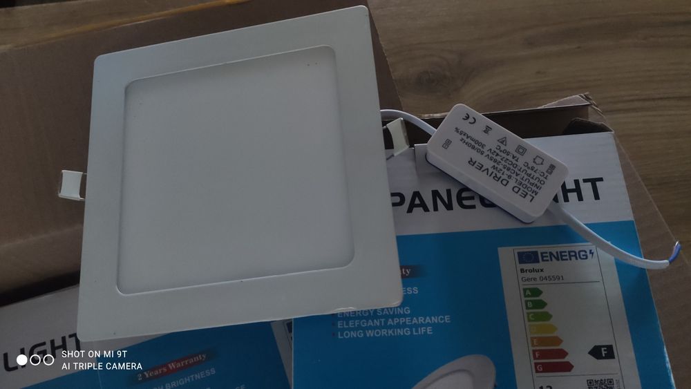 Panel LED podtynkowy plafon sufitowy, 12W, 3 szt.