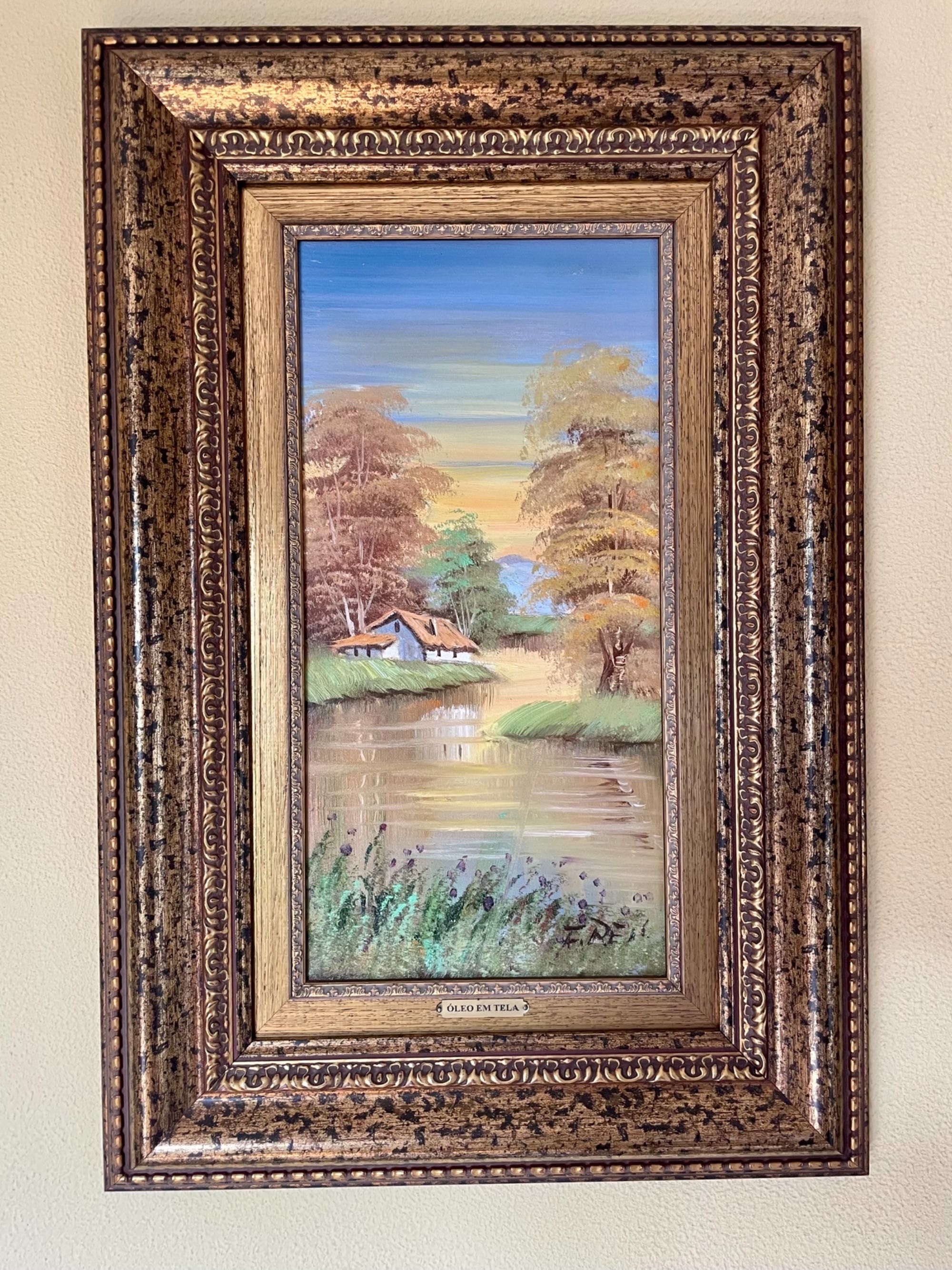 Quadro pintado a oleo campestre