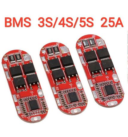 BMS 3S (12,6v) 4S (16,8v) 5S (21v) 25A плата контроллер для li-ion АКБ