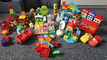 Duży zestaw lego duplo auta pociagi zwierzaki kraina lodu