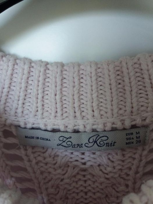 Sweter Zara knitwear jasny róż