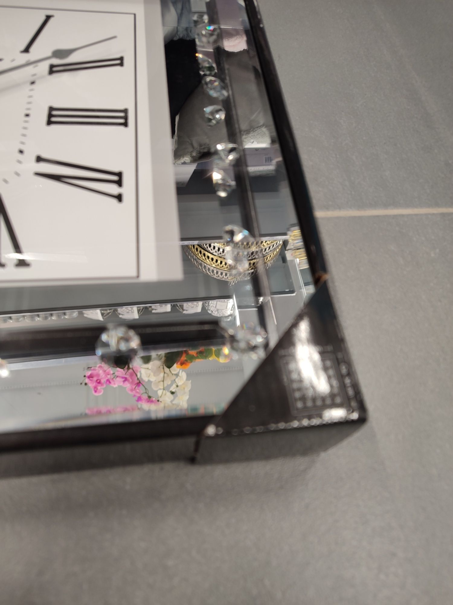 Nowy kryształowy zegar ścienny 34 cm