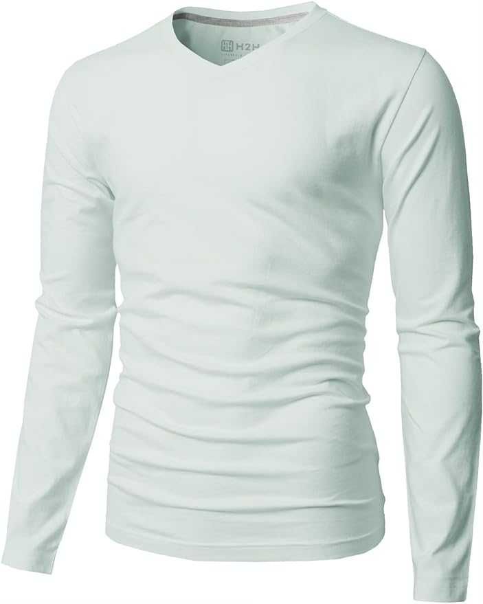 Casual Slim Fit Long Sleeve T-Shirts Soft Lightweight V-Neck/Crew-Neck