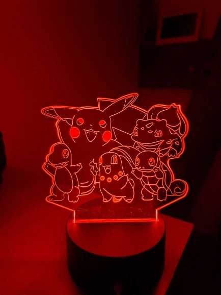 Pokemony Lampka nocna LED Pikatchu 3d Różne kolory na prezent Nowa