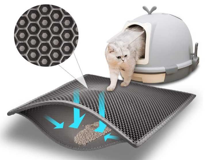 Mata pod kuwetę dla kota, dwuwarstwowa, odporna na mocz, 61x38cm