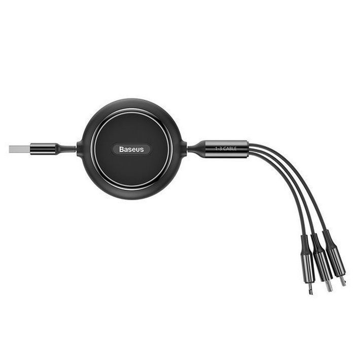 BASEUS kabel zwijany 3w1 USB A do Micro USB / Lightning / Typ C 3,5A