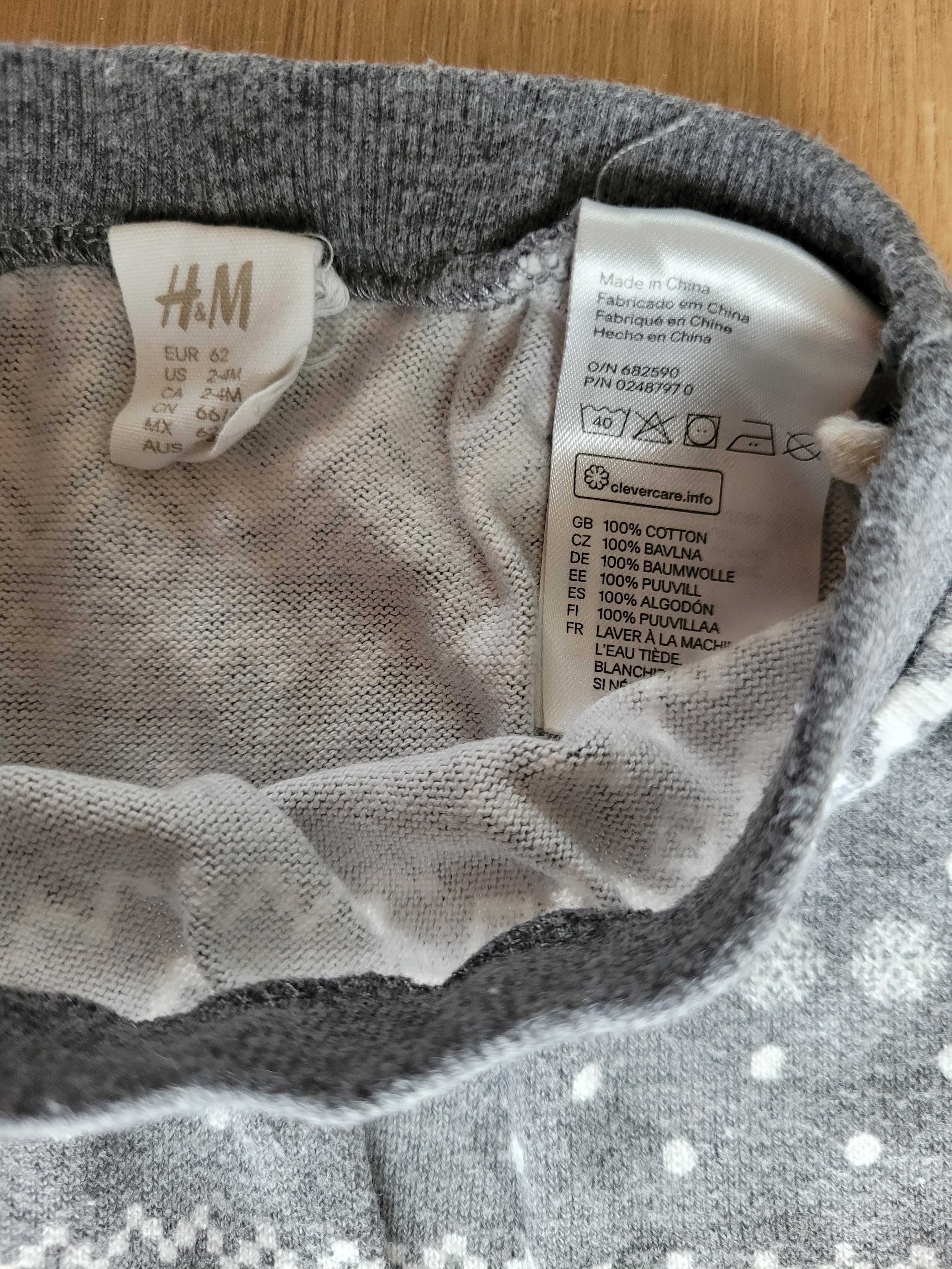 Body + spodenki 62 0-3 H&M niemowlęce szare unisex 3 szt zestaw