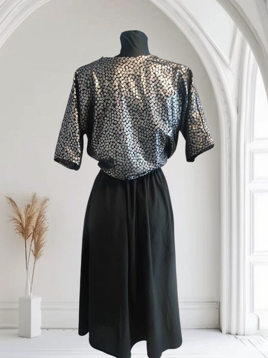 Sukienka MIDI z bolerkiem vintage lata 70.80.