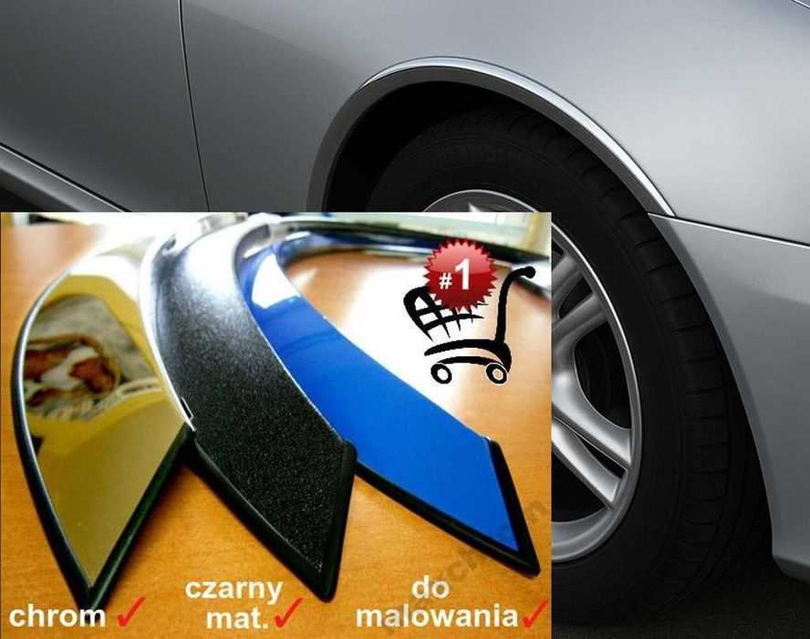 Nakładki na błotniki listwa nadkola chrom, czarny mat - od producenta