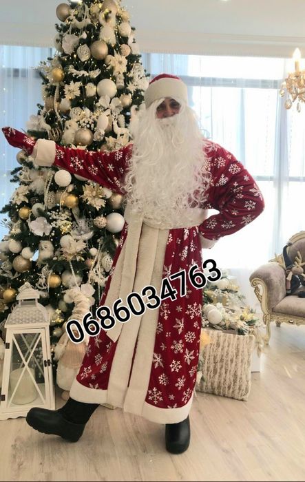 Новорічний костюм Діда Мороза. "Класика. Хаос". З бородою та перукою.