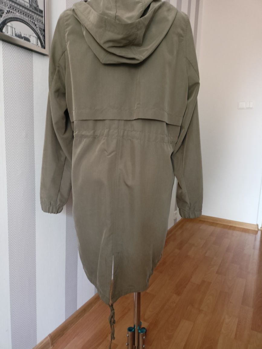 Parka kurtka M damska H&M lekka bez podszewki khaki