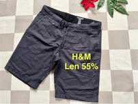 H&M szorty lniane spodenki przewiewne szare L/XL len 55% luksusowe