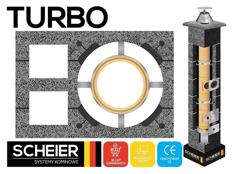 Komin system ceramiczny Scheier Turbo 9m fi 100 KW2 36x54 gaz olej