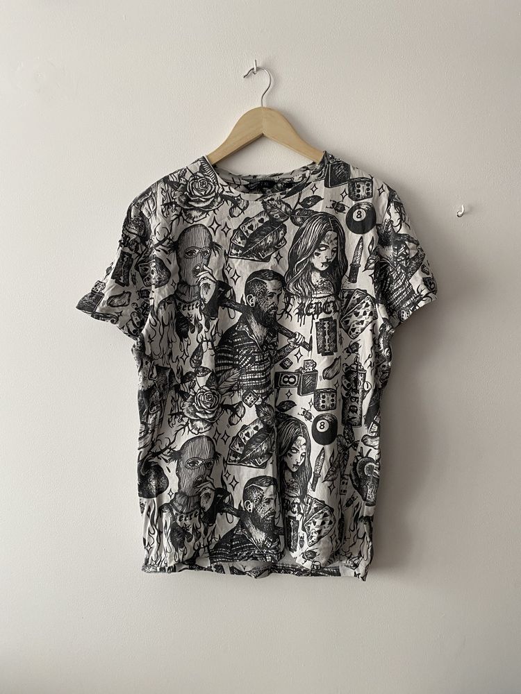 bawelniana koszulka tshirt creepy robaki noz roslina xl