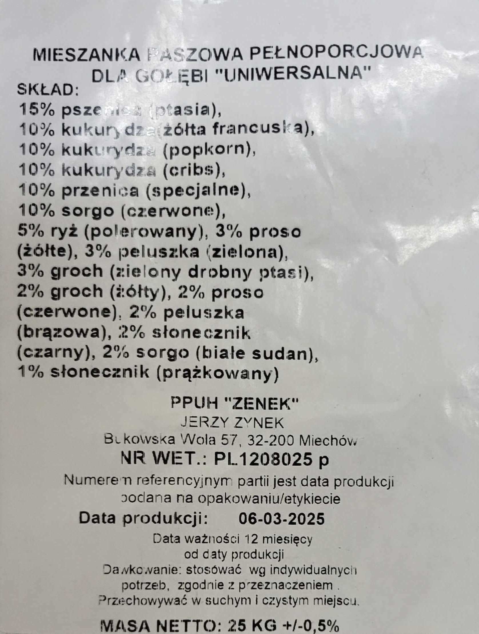 Pasze ziarno dla gołębi