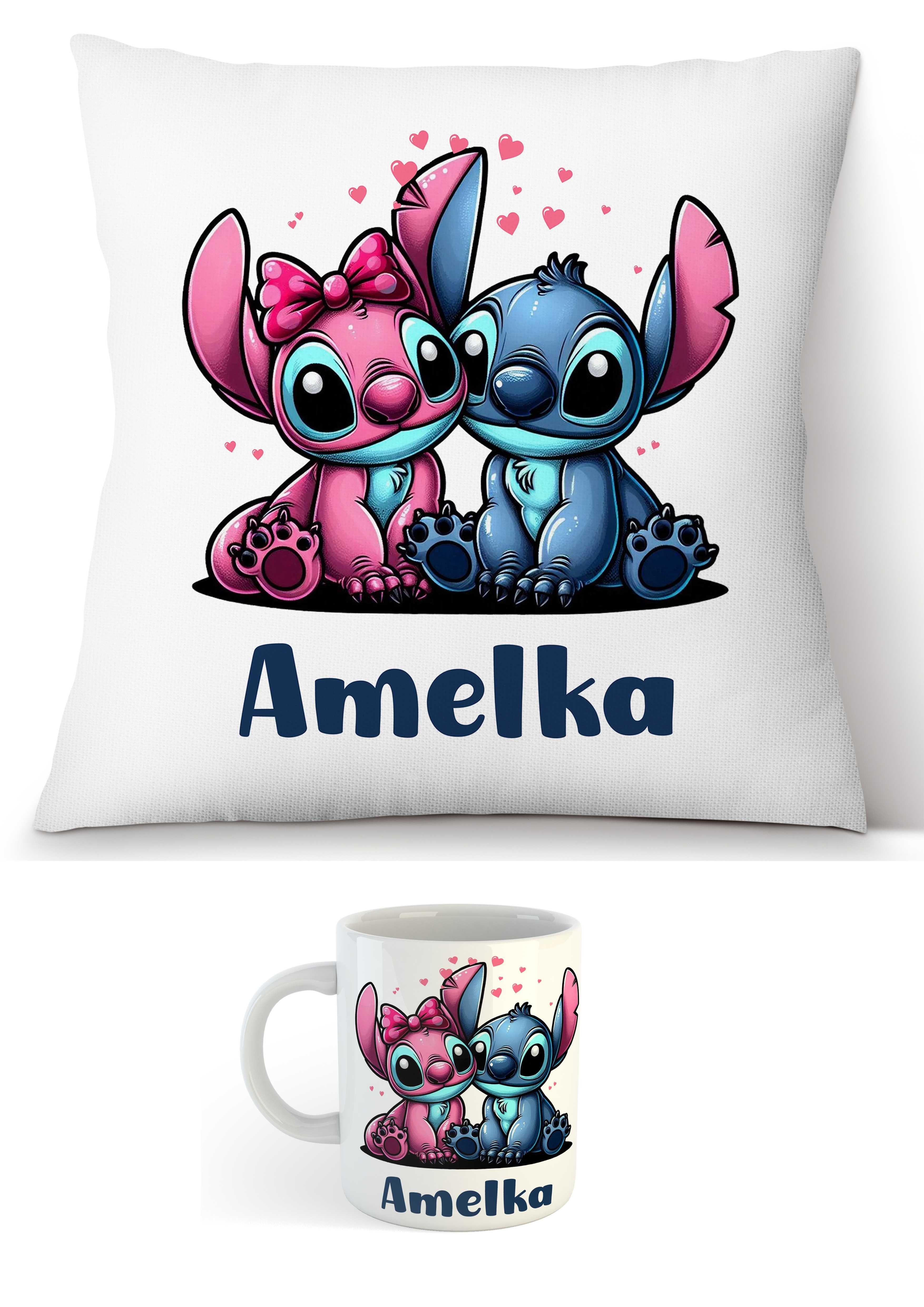 Poduszka i kubek Stitch. Imię. Super prezent, urodziny.