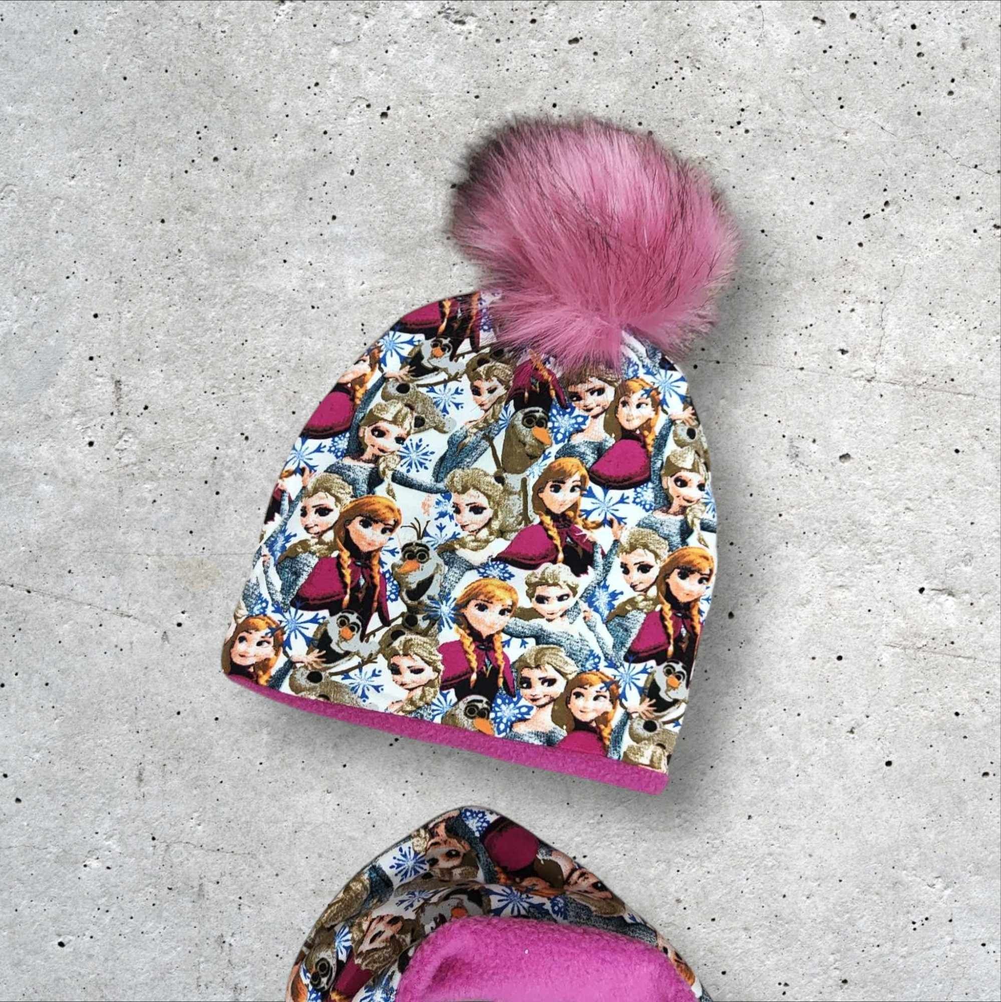 Czapka komin dla dziewczynki Kraina lodu Frozen pompon ocieplany nowy