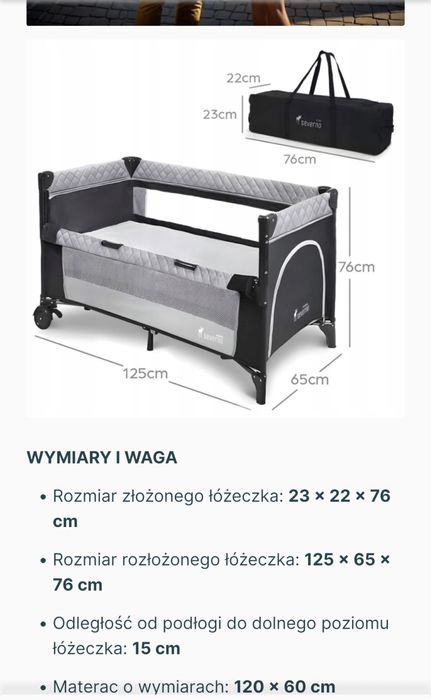 Łozeczko turystyczne z akcesoriami