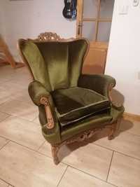 Fotel vintage, uszak ludwik zielony