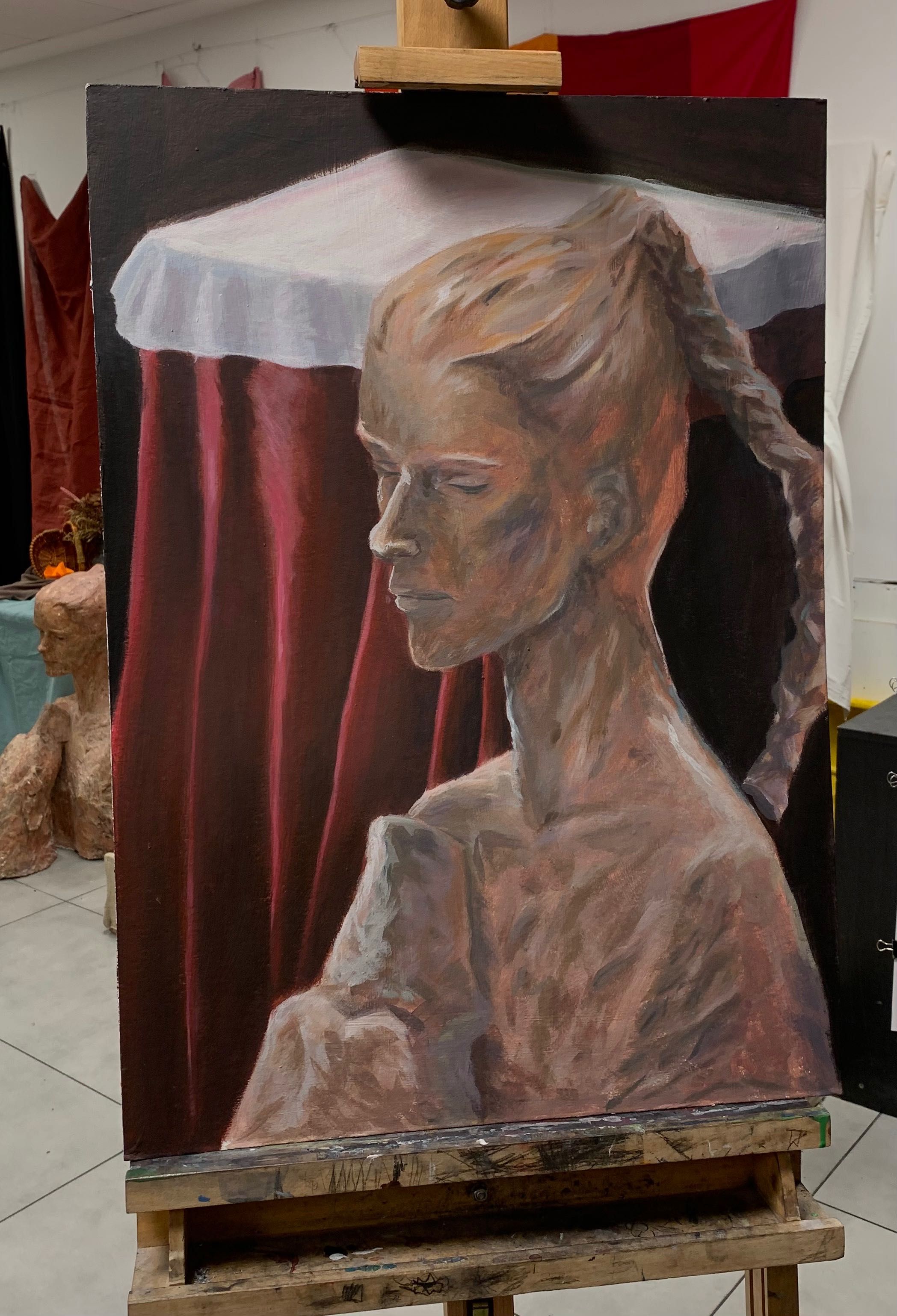 Ręcznie malowany obraz akrylowy "Rzeźba" 50 x 70