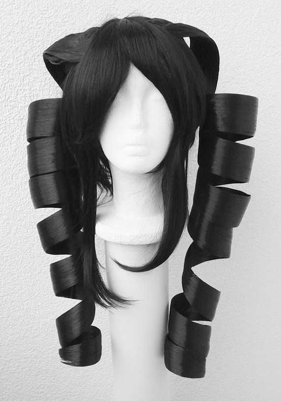 Celestia Ludenberg Danganronpa cosplay wig peruka czarna z lokami
