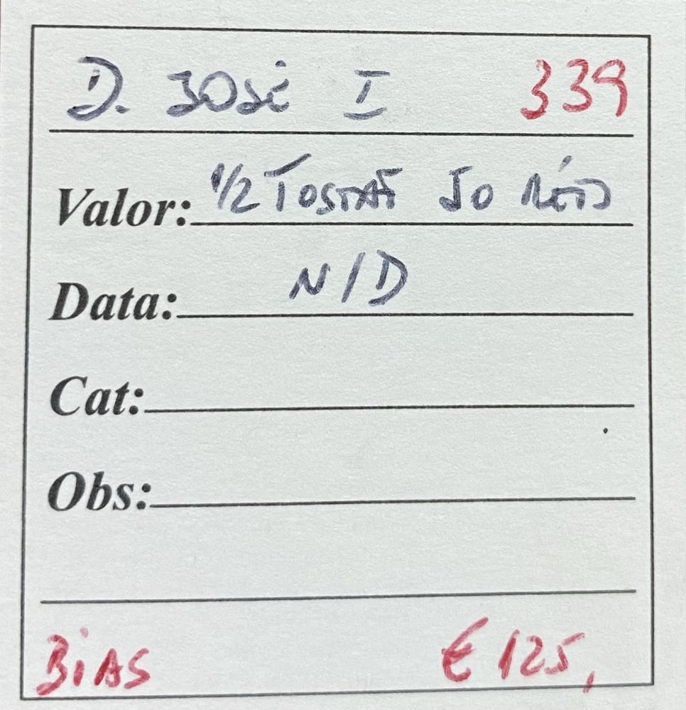 Moeda 1/2 Tostao 50 Reis D JOSE I