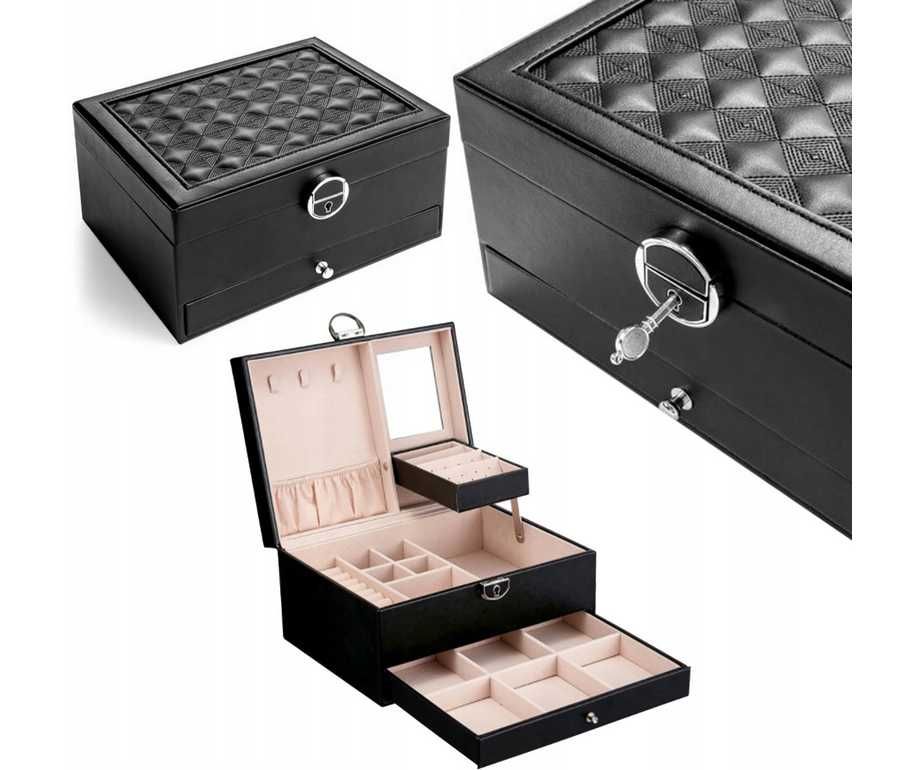 Kuferek szkatułka pudełko organizer na biżuterie