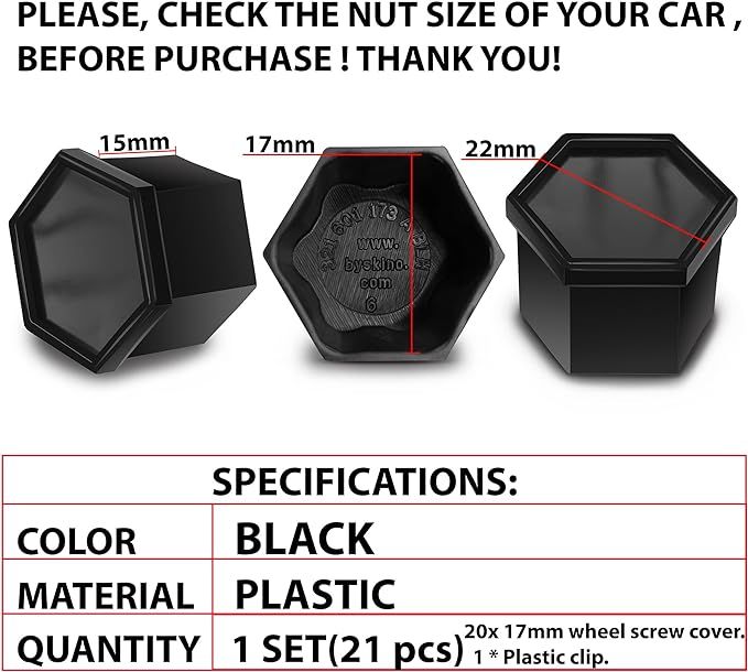 skinoeu nakrętki na śruby kół 20 x 17 mm x