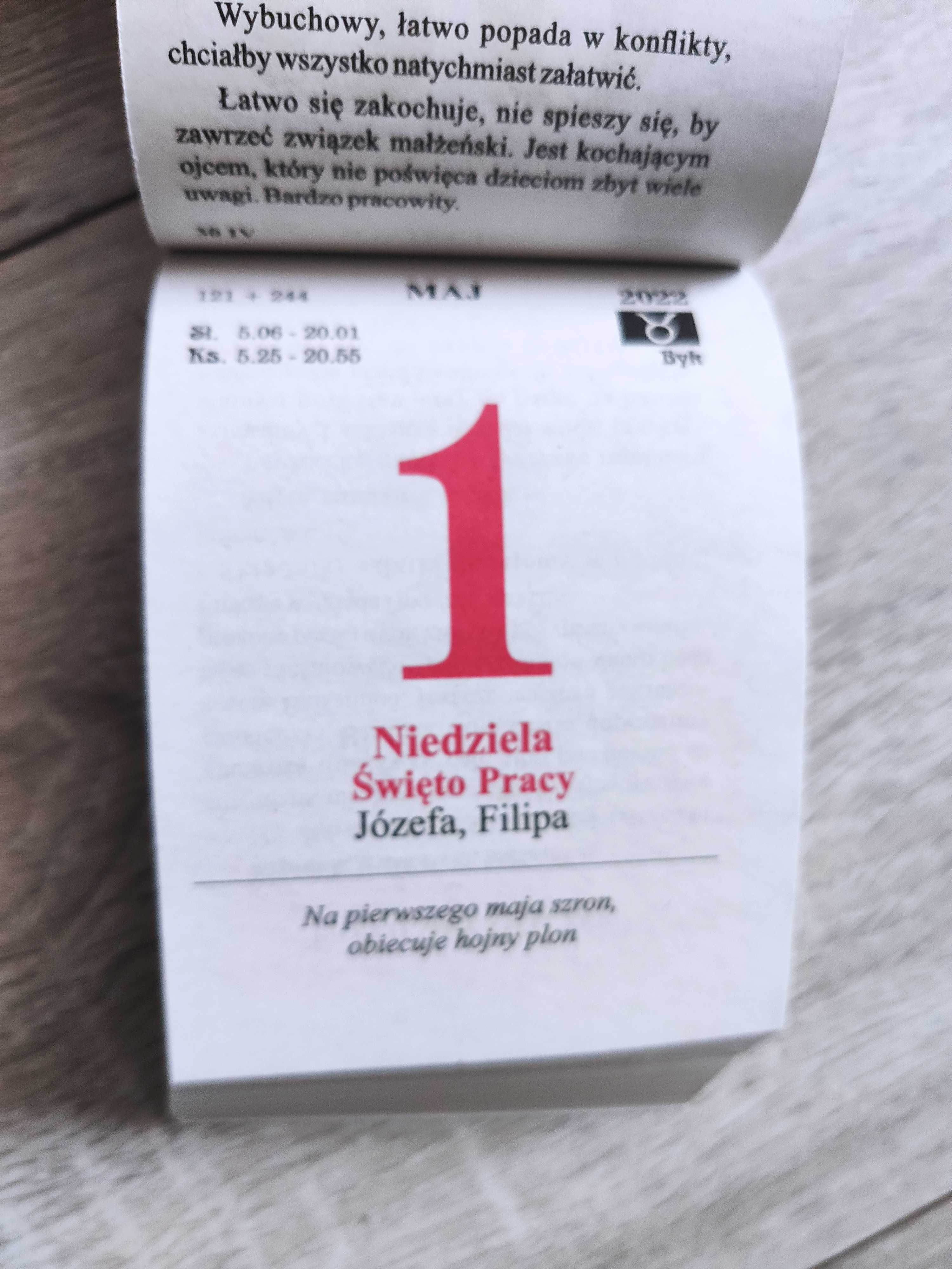 Kartka z kalendarza 2022 metryczka