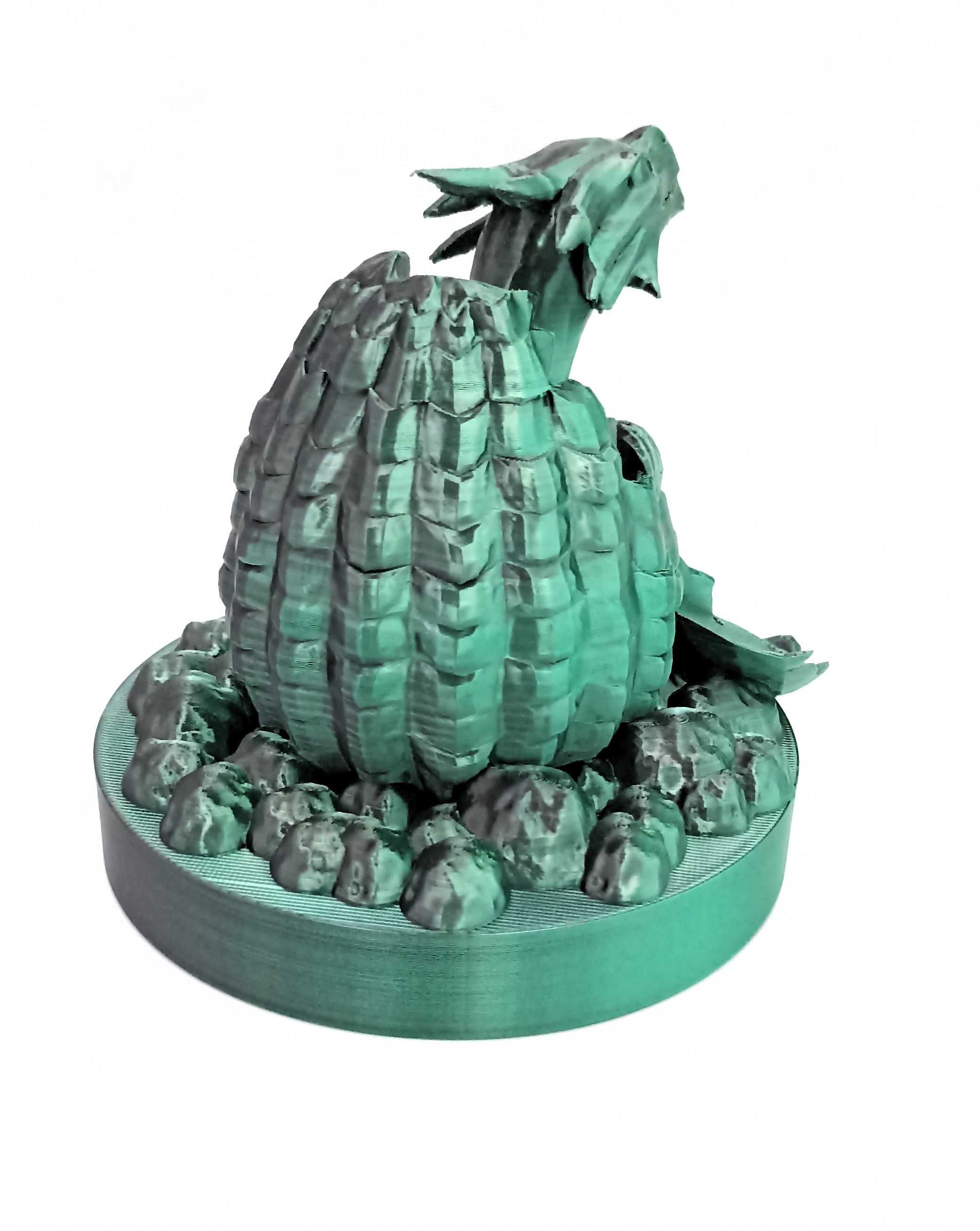 Figurka Odrodzenie Smoka zielono-czarny  - druk 3D prezent upominek