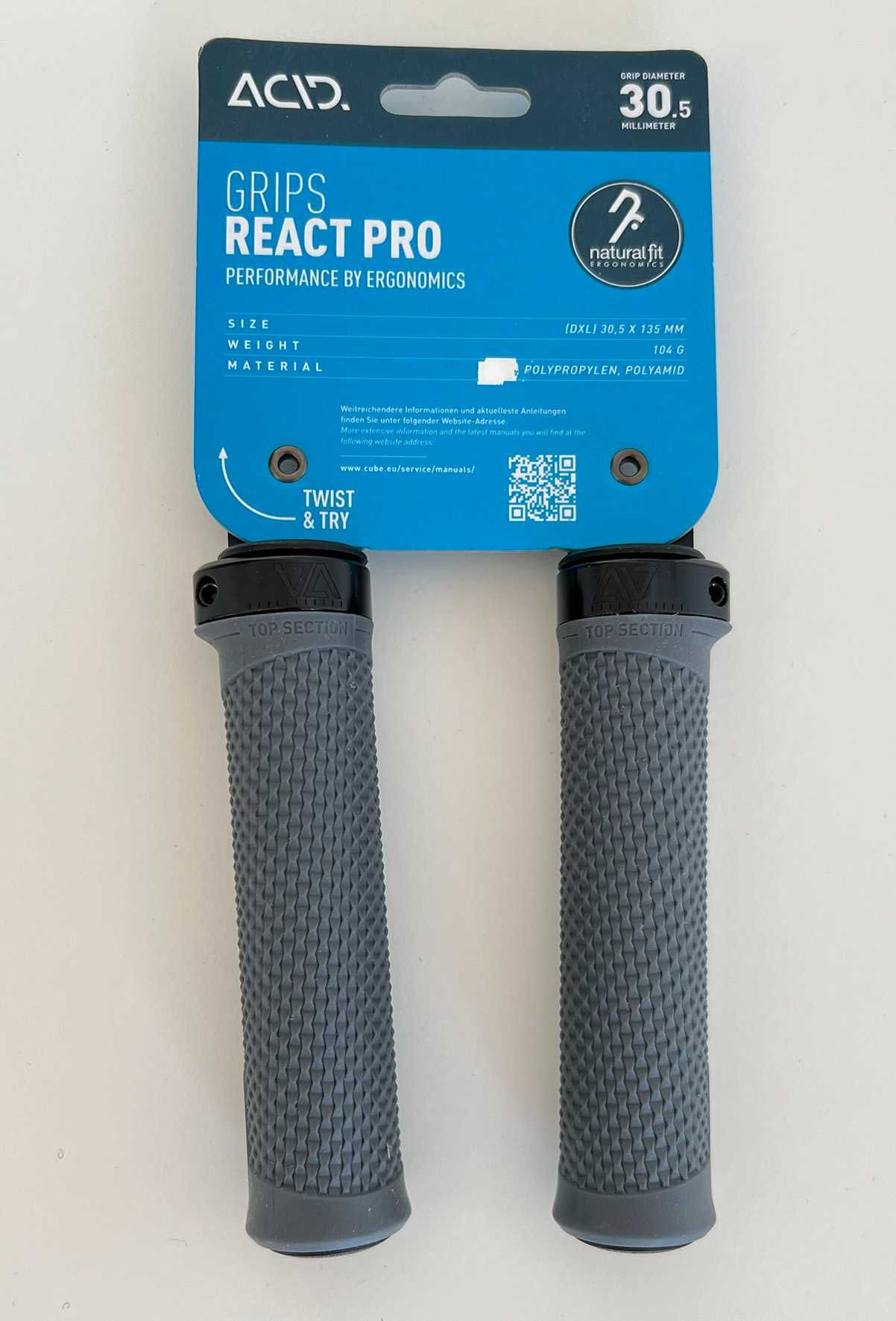 Punhos Acid Cube React PRO grips grey Size(DxL) 30,5x135mm