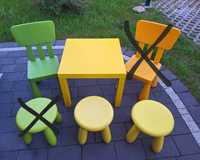 Stolik ikea lack żółty krzesełko krzesło Mamut taboret