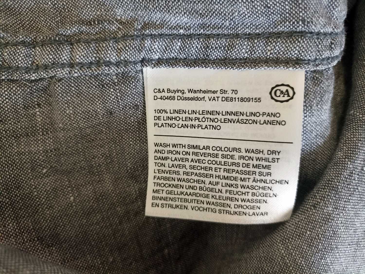Szara lniana koszula regular fit C&A