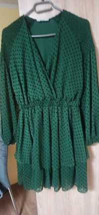 Zielona sukienka w groszki rozmiar S 36 butelkowa reserved