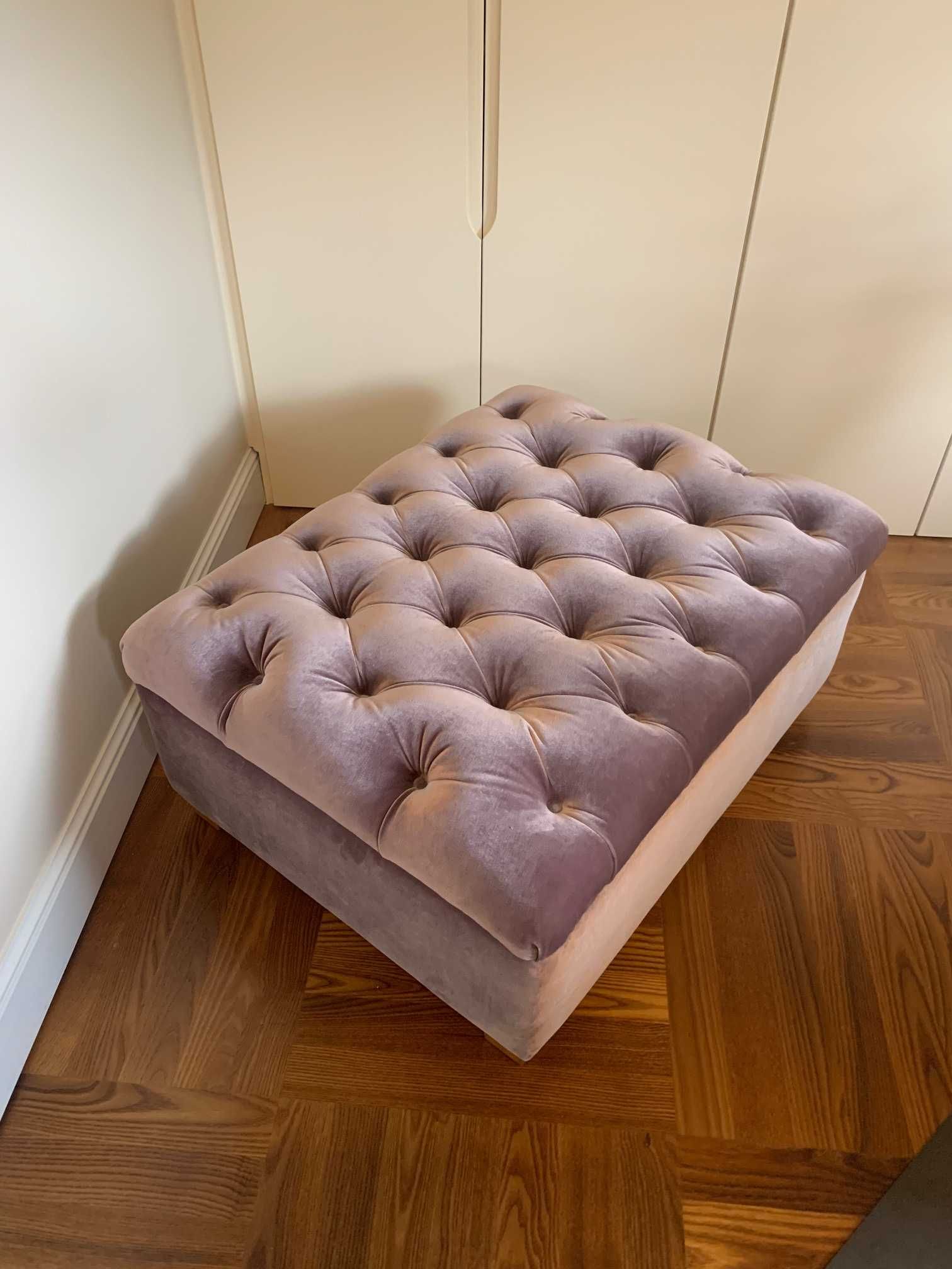 Pufa ławka sofa pikowana otwierana z pojemnikiem, glamour