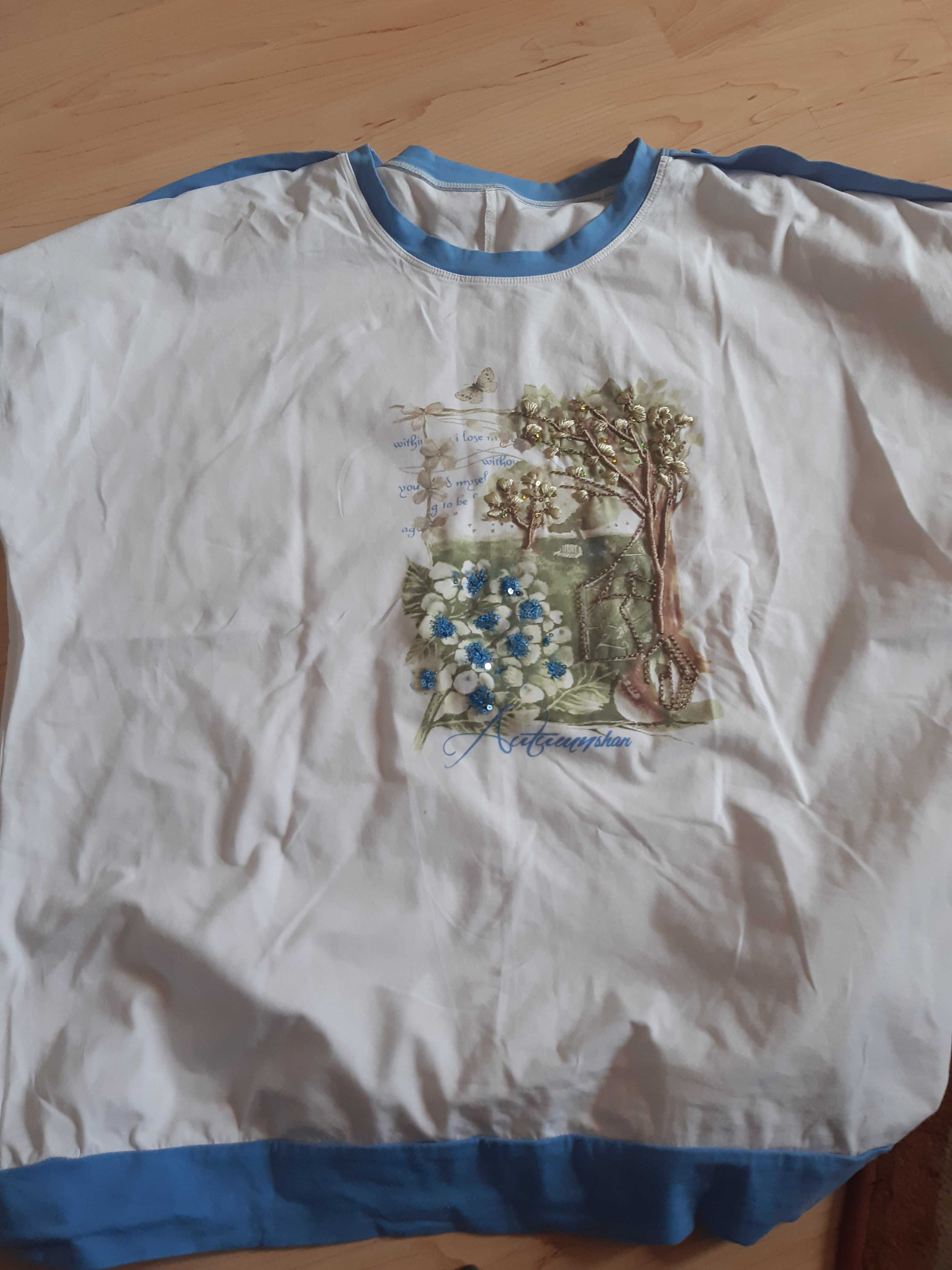 Bluzka damska koszulka wiosna lato L XL bawełna