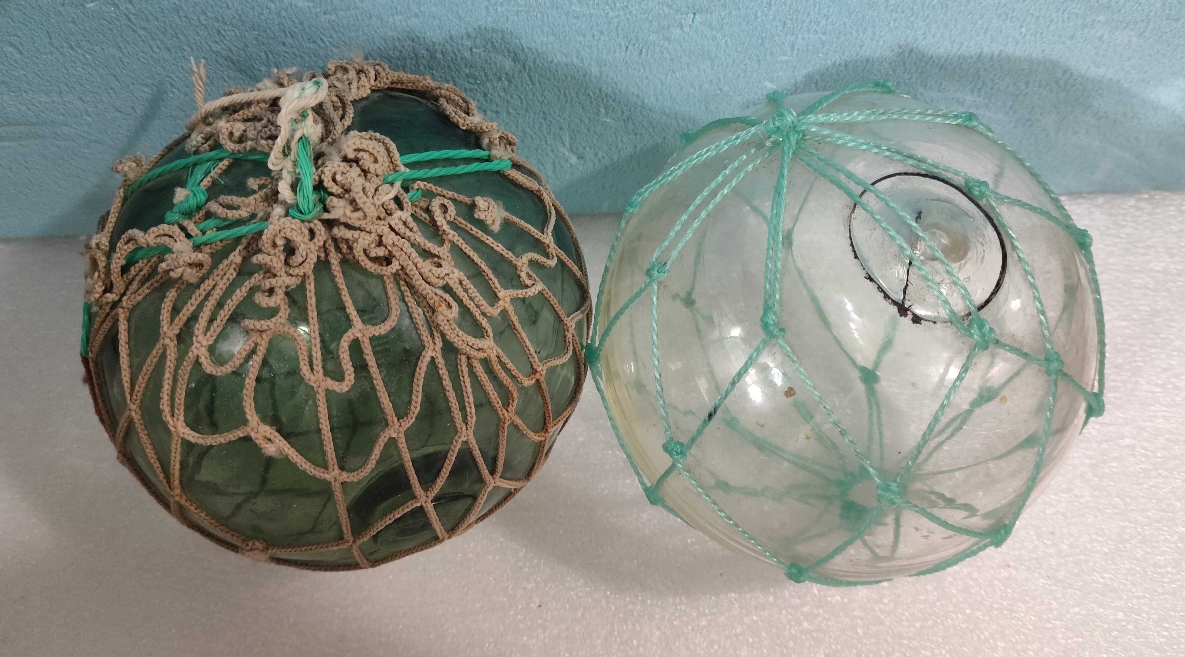 2 bolas de vidro flutuadores de pesaca artesanal