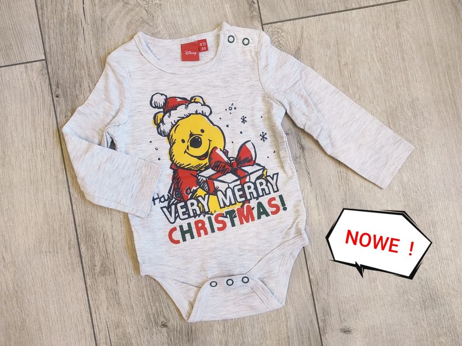 NOWE body świąteczne z długim rękawem Boże Narodzenie / Kubuś Puchatek