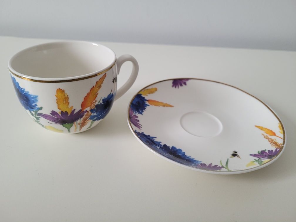 Filiżanka ze spodkiem Floriana 240ml kwiaty porcelana