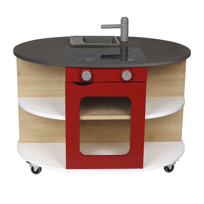 Drewniana wyspa kuchenna czerwona meble dla dzieci kuchnia Micki,