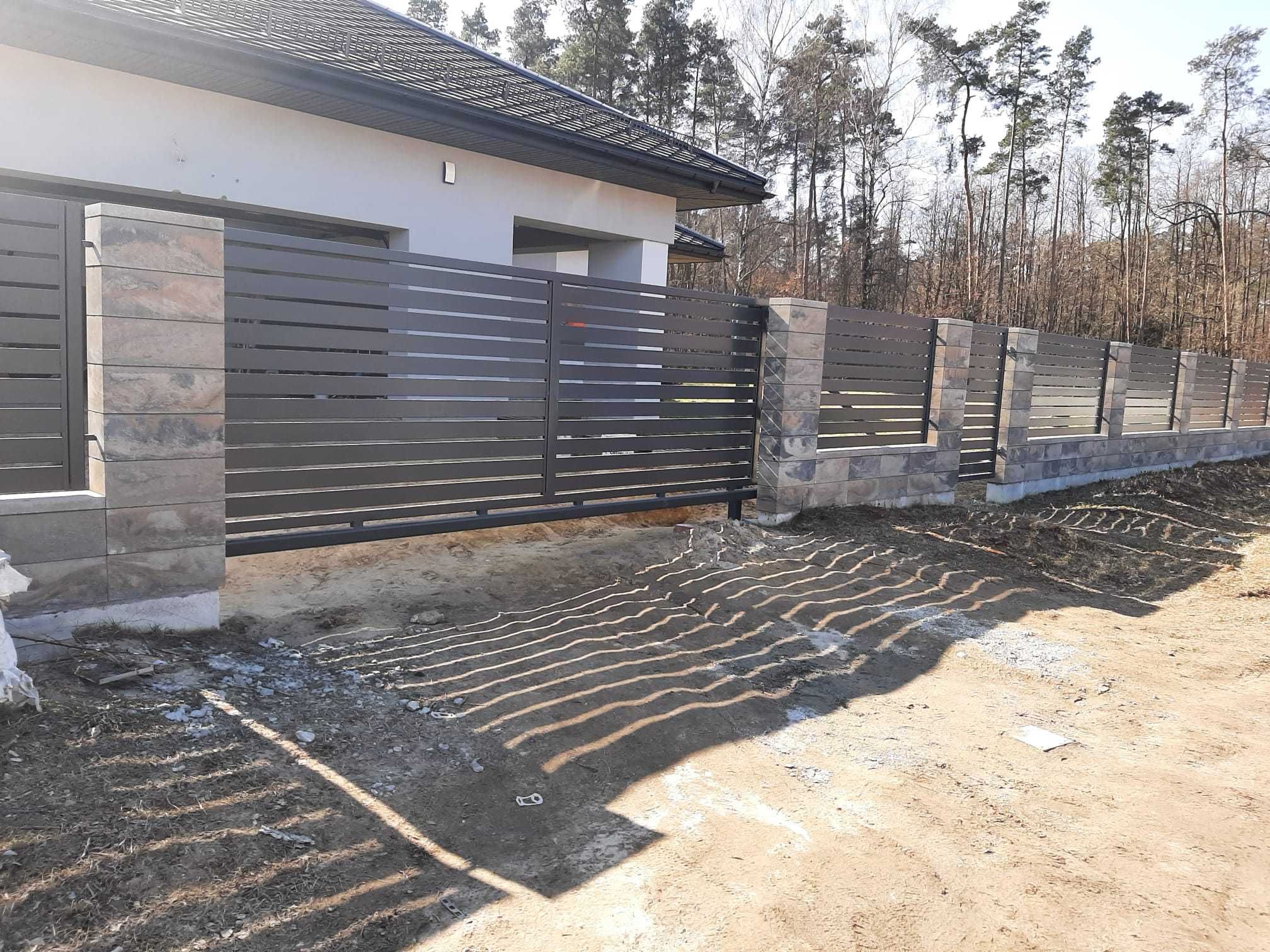 Brama przesuwna palisadowa 4000x1500 w komplecie