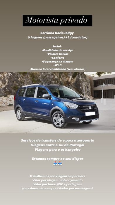 Transfers // Transporte ocasional // Tours  Por viagem ou por hora