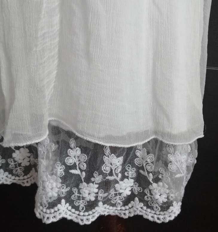 Nowa Jedwab biała zwiewna delikatna sukienka koronki S S/M M