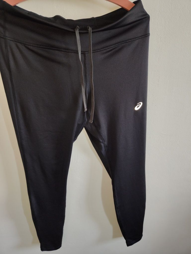Markowe czarne getry legginsy Asics r XL plus size spodnie sportowe da