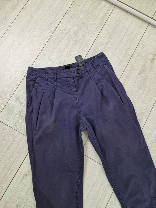 H&M granatowe spodnie chinos bawełniane 34