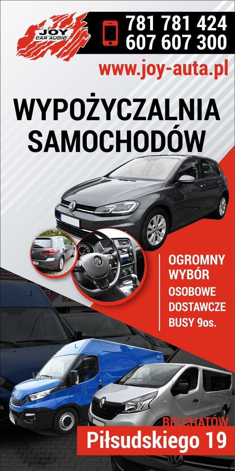 Wypożyczalnia samochodów osobowych wynajem busów 9 osób Joy-car