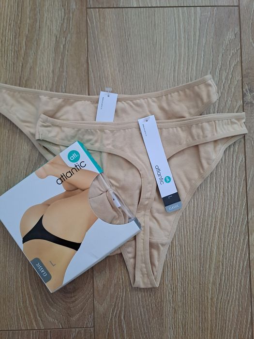 Stringi damskie Atlantic, rozmiar L, 2PACK, kolor beżowy
